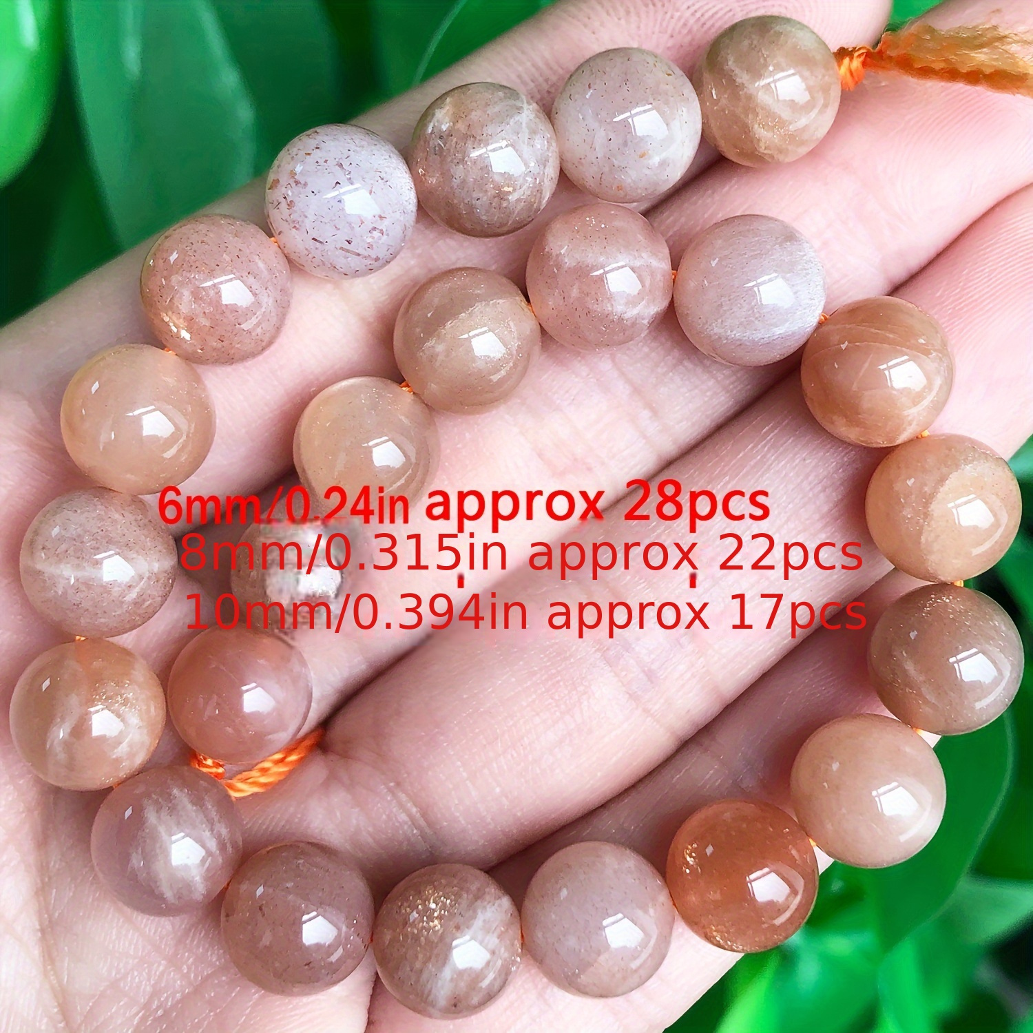 TEMU 6/8/10mm 7.5'' Aaa Natural Sunstone High Quality Gorgeous Loose Spacer Beads For Jewelry Making Diy Elegant Bracelets Necklace Earrings For Men Women Gifts
