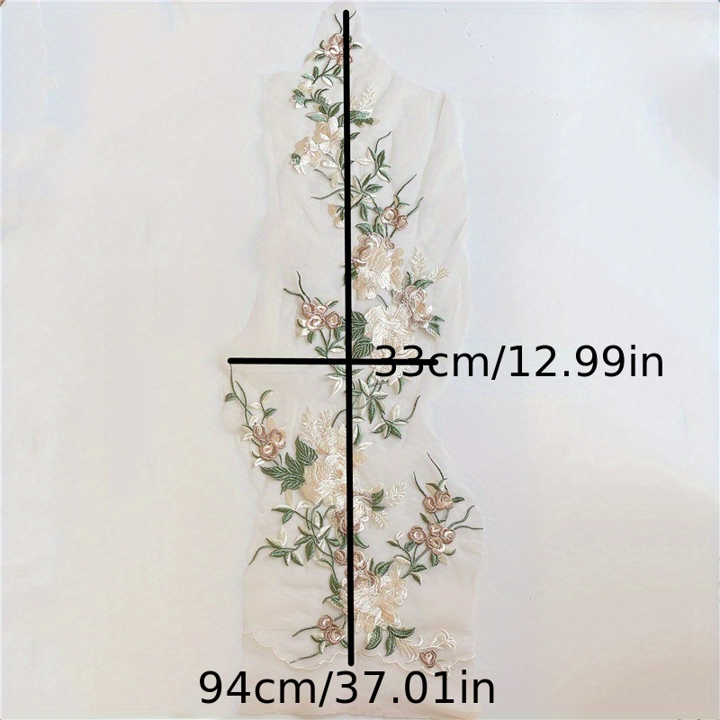 2Pcs Flower Lace Embroidered Appliques – Pearl Embroidered Fabric Patches For Wedding Dresses & DIY Crafts - View #5