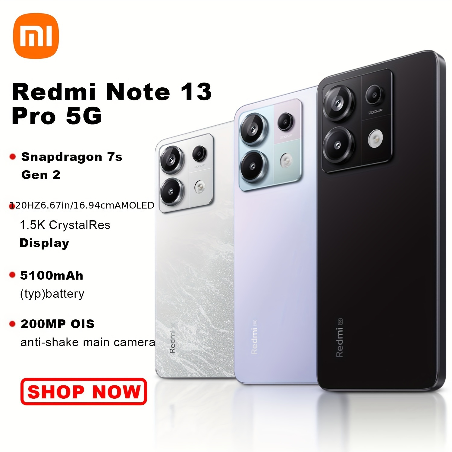 XIAOMI Redmi Note 12 5G (8GB+256GB) 6.67 AMOLED l Snapdragon® 4 Gen 1 l  5000mAh 33W Fast Charging