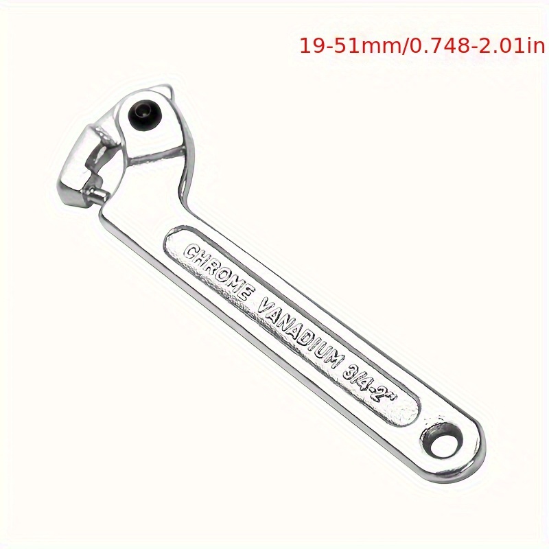 Chrome Vanadium Adjustable Hook Spanner 32-76mm C-spanner Tool - Round Head