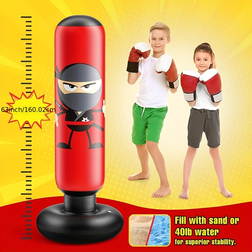 Inflatable Punching Bag, 160cm Inflatable Punching Bag Karate Gifts for Boys And Girls, Boxing Bag for Immediate Bounce Back for Practicing Karate, Taekwondo, And to Relieve Pent Up Energy