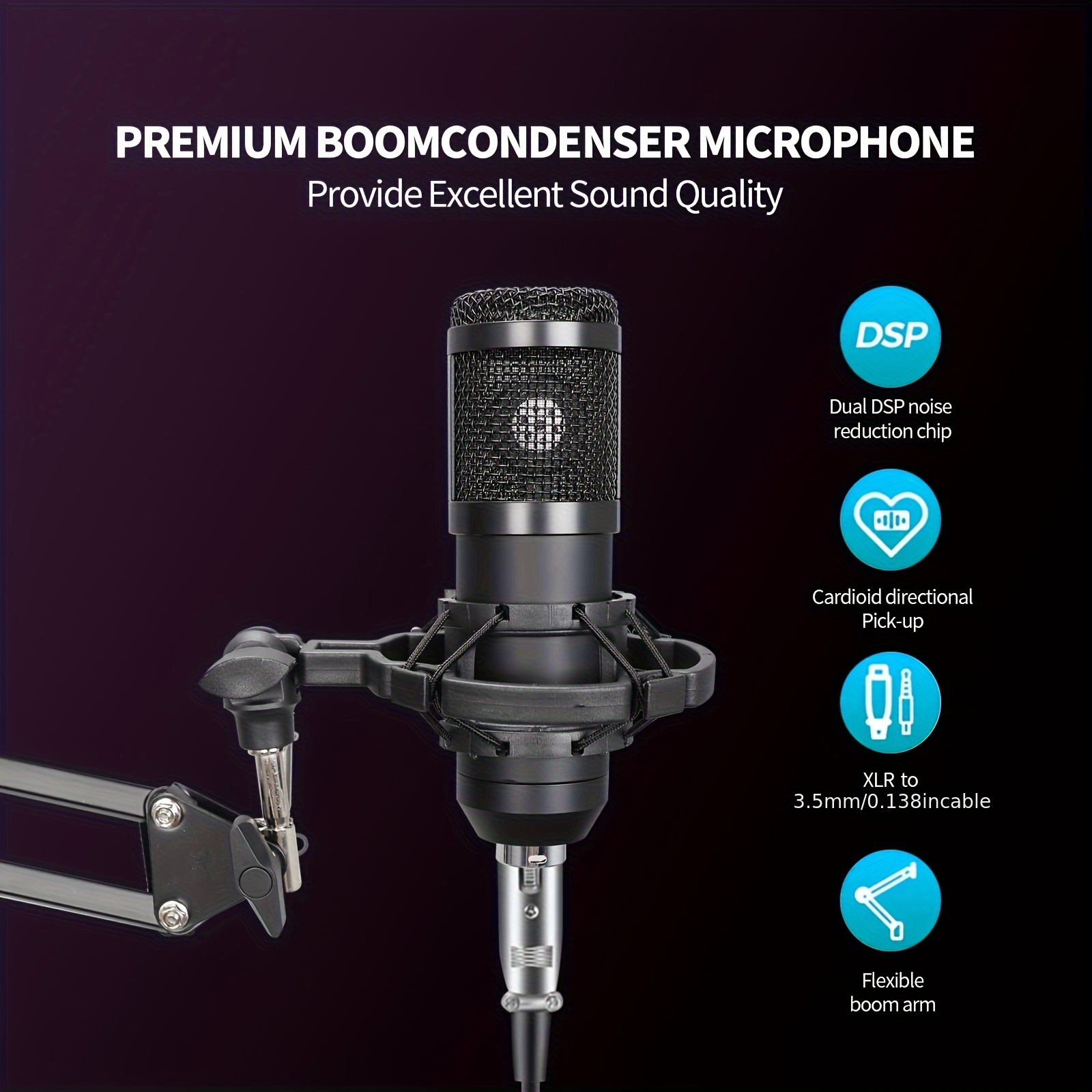 Podcast Equipment Bundle for 2 - Audio Interface-All-In-One Dj Equipment  with Condenser Microphone for Podcast Recording Gaming