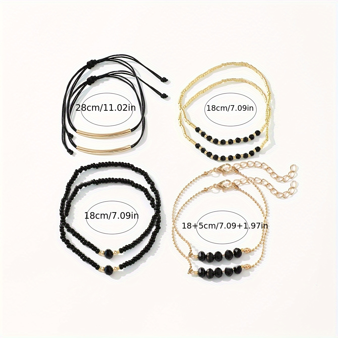 8pcs Glass Bead Bracelet Set for Women, Versatile Accessories