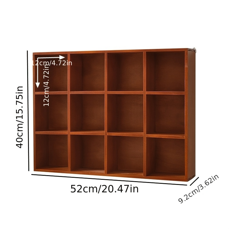 vintage solid wood storage box and cup organizer rustic wooden desktop shelf with 8 compartments wall mount option for kitchen office or living room decor display item rustic decor natural  