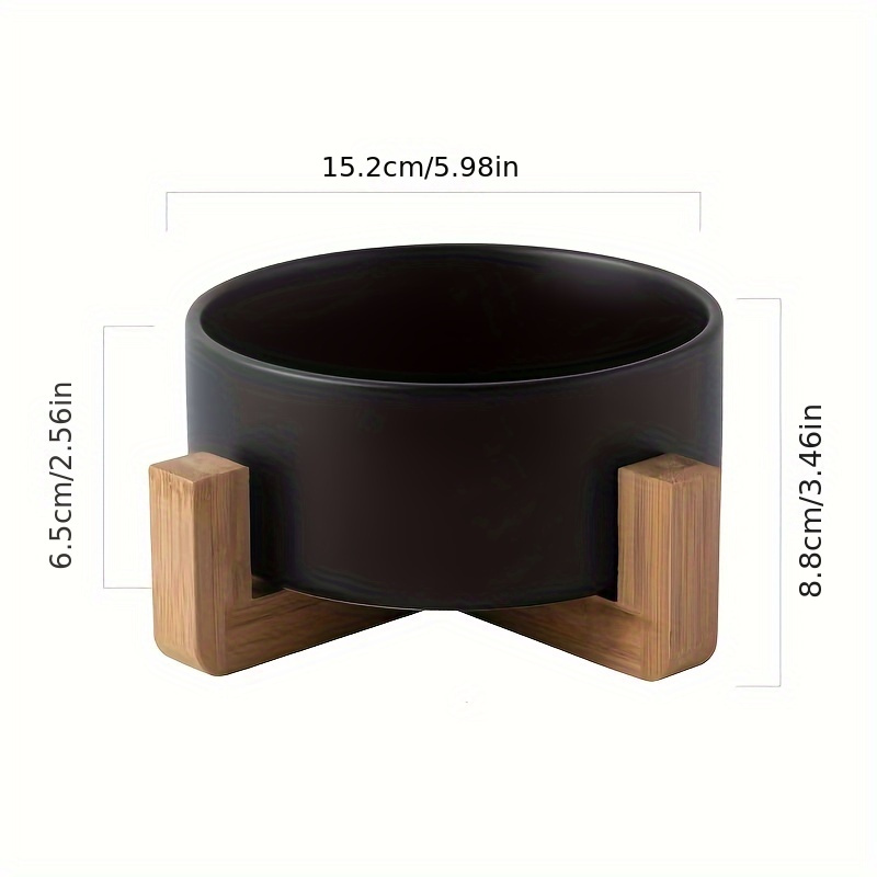 1pc Elevated Pet Bowl For Dogs Cats, Ceramic Raised Dog Food And Water Bowl With Non-slip Wooden Stand, Pet Feeding And Drinking Basin For For Small, Medium And Large 850ml
