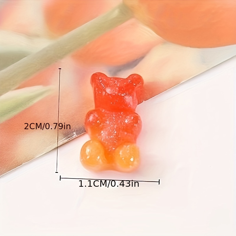 Transparent Two Toned Glitter Colored Gummy Bear Charms (10mm x