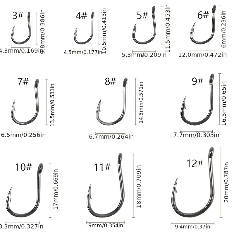 300/500pcs Small Fishing Hooks, Assorted 10 Sizes (3#-12#) Fish Hooks,  Portable Plastic Box, Strong Sharp Fish Hook With Barbs For  Freshwater/Seawater