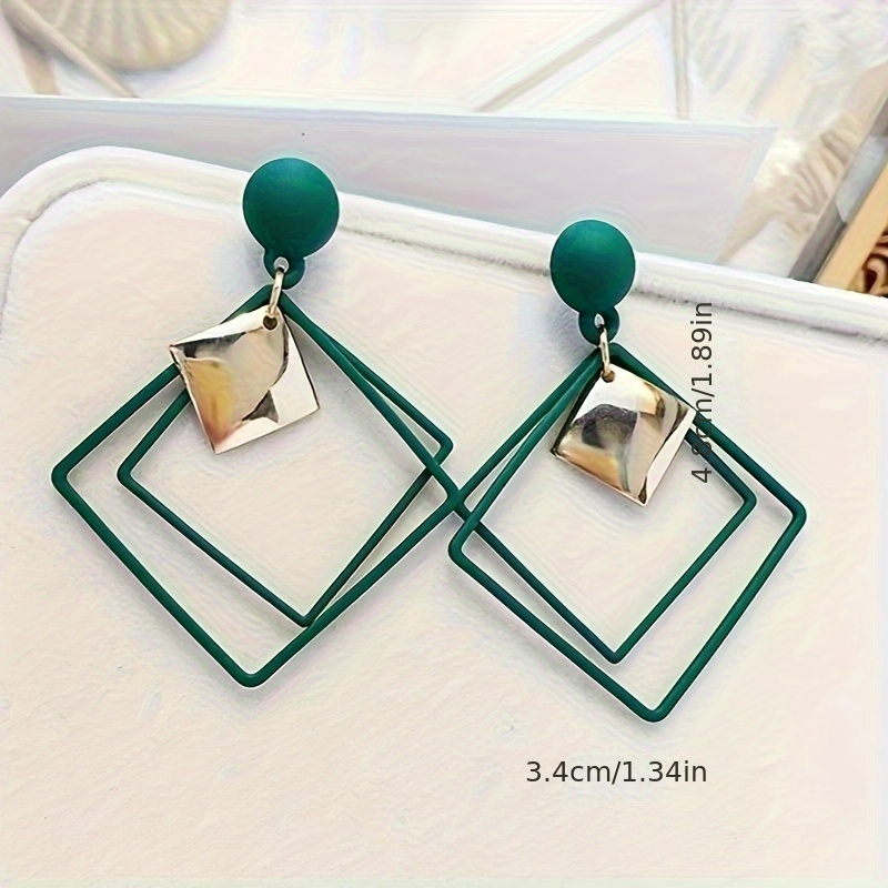 Geometric Rhombus Shaped Square Earrings for Women