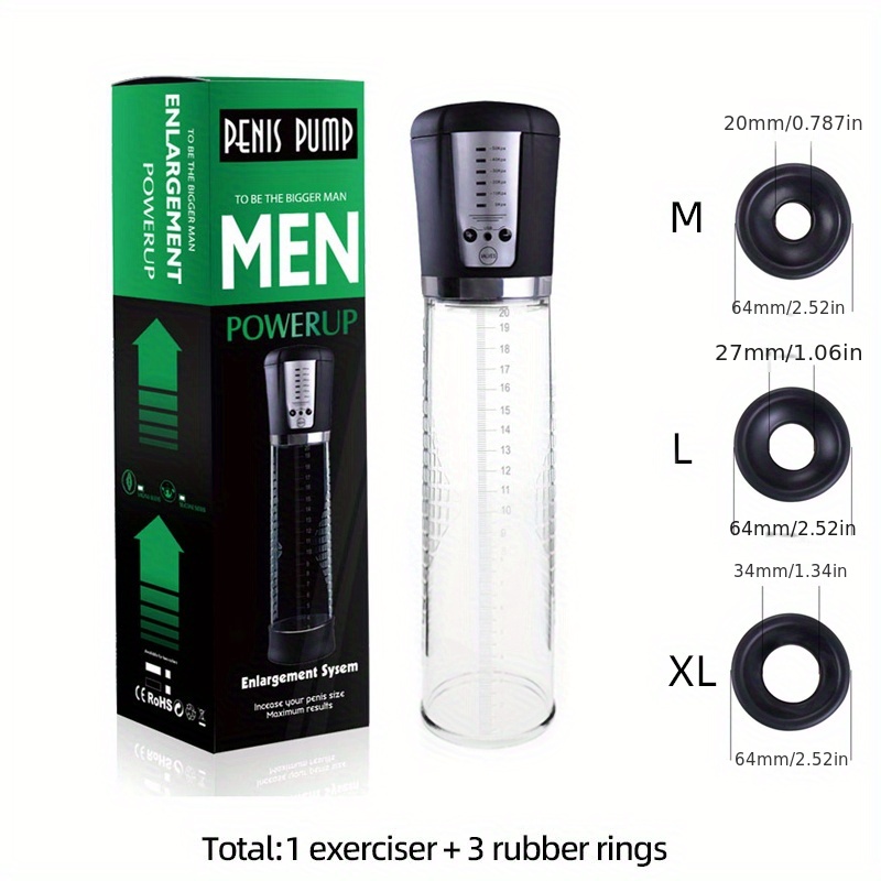 1pc Mens Electric Penis Vacuum Pump For Men Longer Bigger Stronger Erection Electric Enlargement Penis Vacuum Pump Sex Toys For Men - Health and Household
