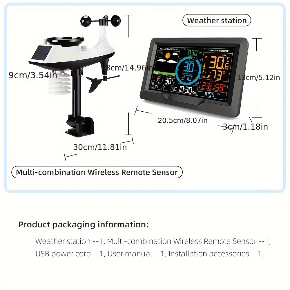  Wireless Weather Station, Home Wireless Weather Stations with  Temperature, Humidity, Wind Speed/Wind Direction Measuring, Alarm Clock,  Multifunctional Wireless Weather Station for Indoor and Outdoor : Patio,  Lawn & Garden