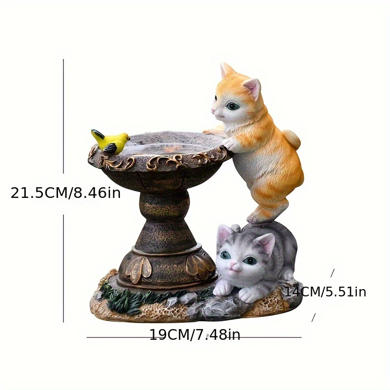 Solar Led Light Resin Garden Ornament Kitten Simulation Animal Statue Outdoor Courtyard Lamp