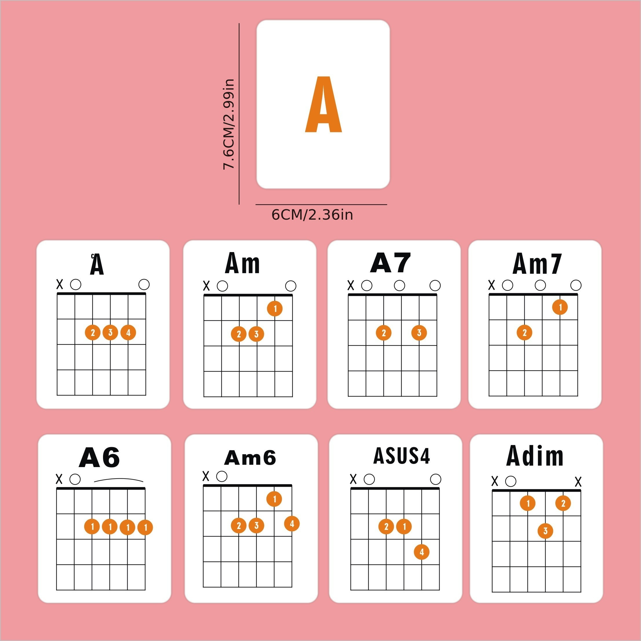 

56-piece Guitar Chords Flash Cards Set - Portable Pocket Reference Cards With Finger Positions For Guitar Chord Charts - Essential Learning Tool For Beginners And Experts