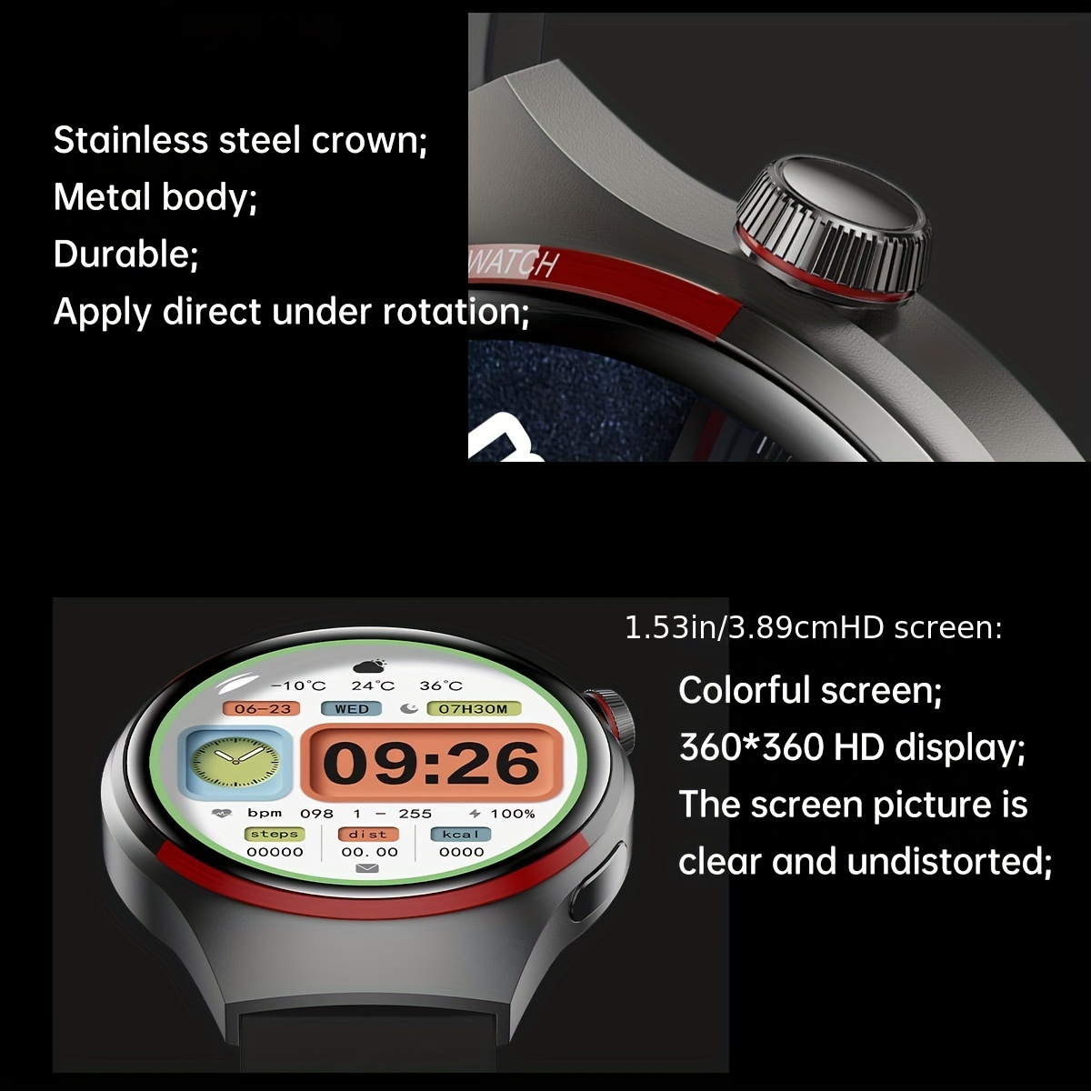 Men's GPS Smart Watch 4 Pro 1.53-inch Colorful HD Display, Custom Dial, Compass, Fitness Tracker, Wireless Phone Connectivity, Modern Style_voghion.com