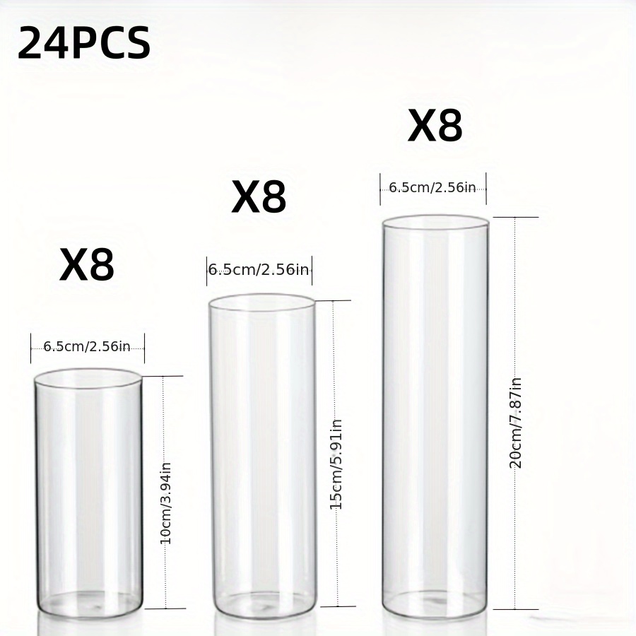 24pcs Glass Vase Set for Table Centerpiece, Modern Candle Holders