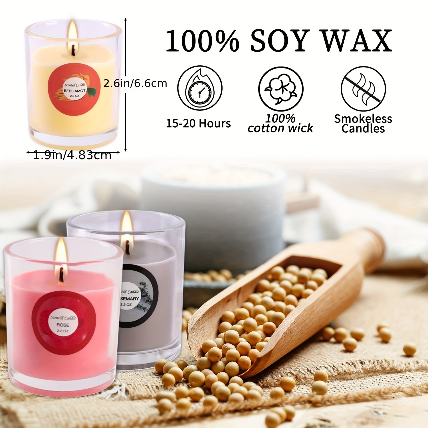 Scented Candle, Home Fragrance, Soy Wax Candle, Candles, Set of 3 