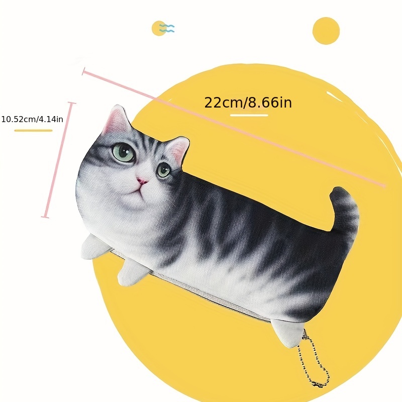 Cute Cat Pencil Case, Simulation Real Cat Theme Pencil Bag, Soft