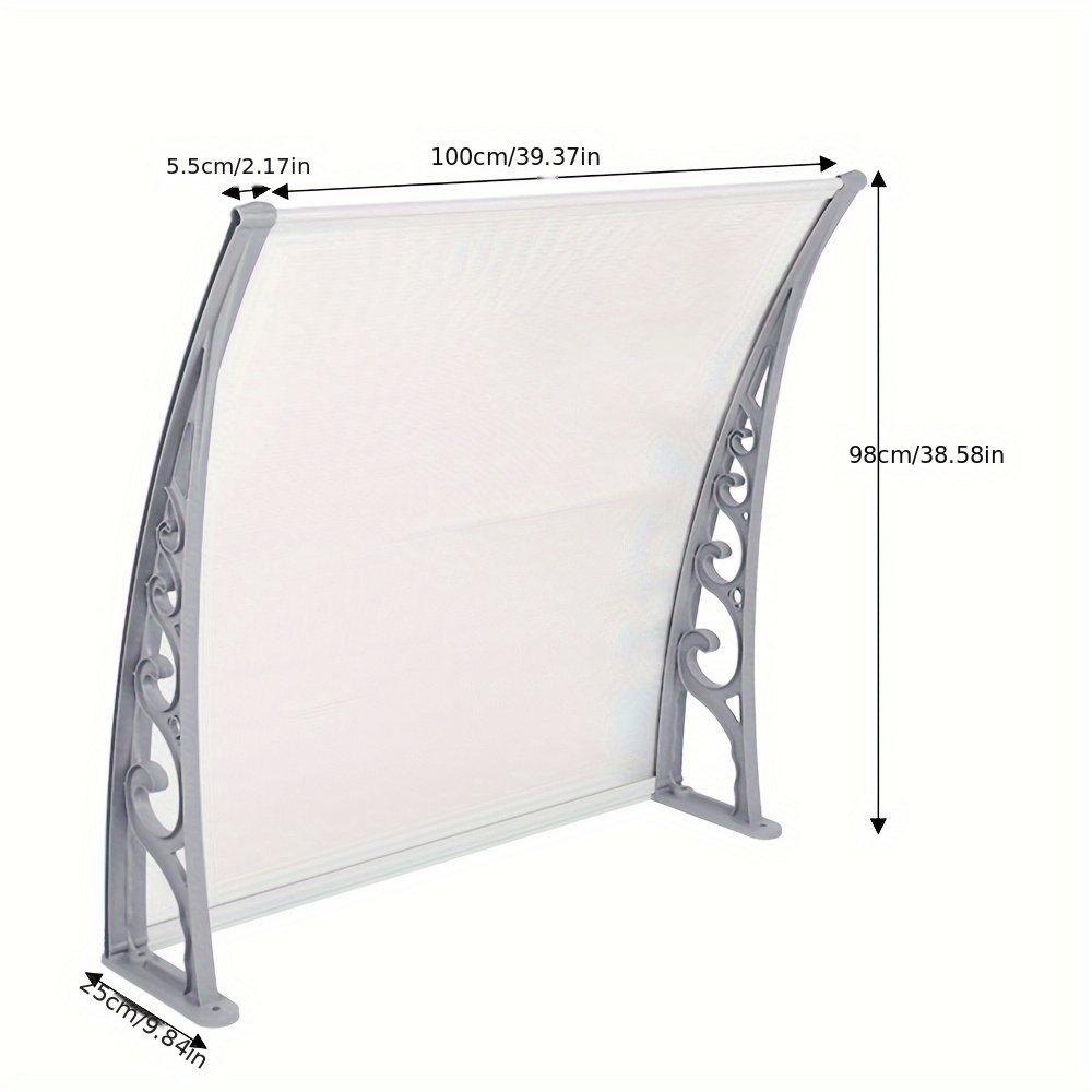 Arched Awning 100x100cm For Entrance Door Canopy, Window And Balcony Outdoor Sunshade, Classic White And Gray Color Scheme, Simple And Practical