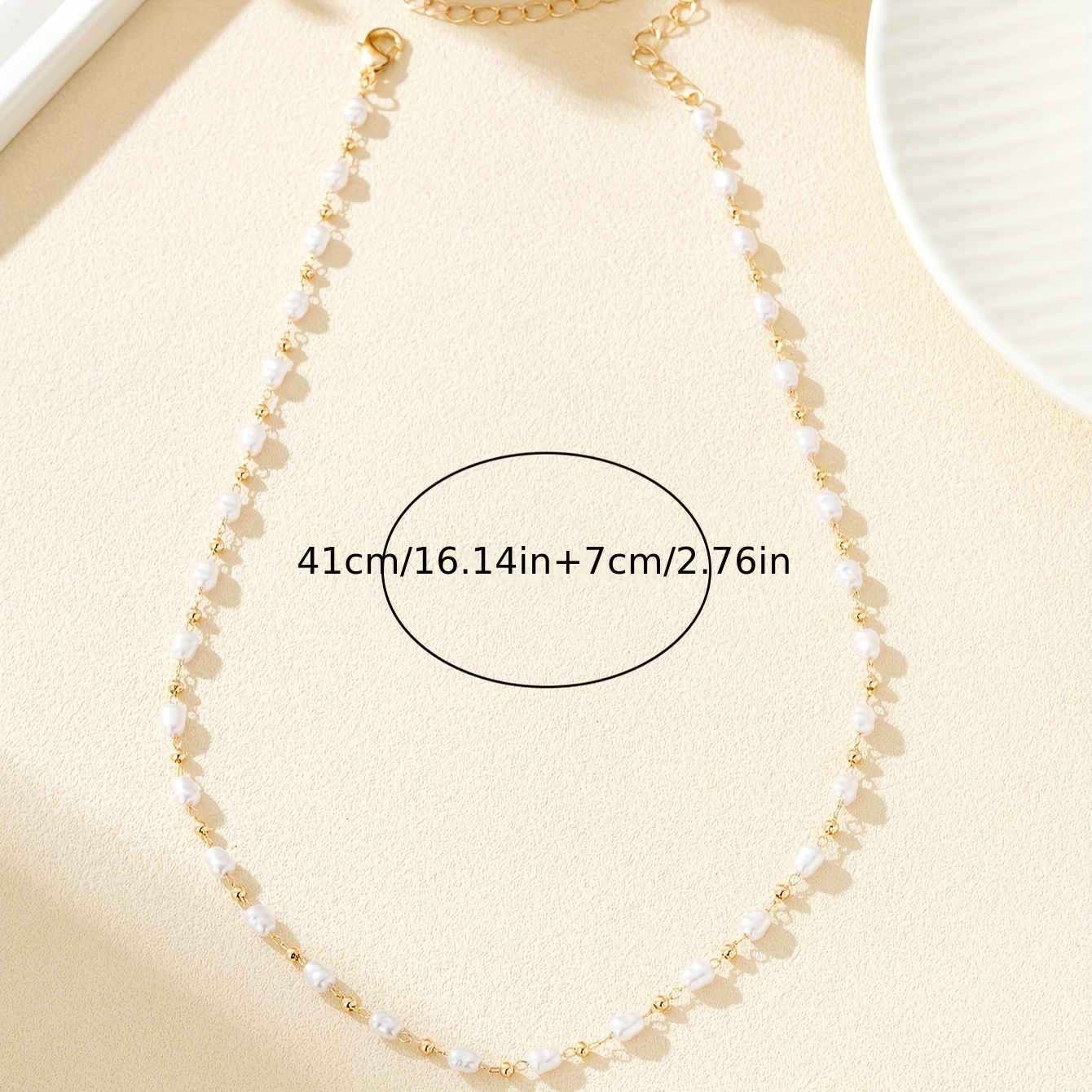 18K Golden Plated - Pearl Pendant Necklace - Simple Japanese Style - Short Chain - Fashionable Copper with Plastic Spacer - Suitable for Daily and Vacation Wear - All Seasons - 1pc