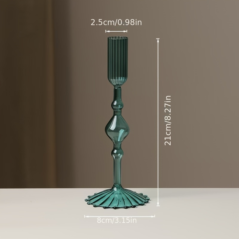 TEMU 1pc Elegant European Glass Candle Holder - Hand-painted Glossy Finish, Options For Christmas, Halloween, Thanksgiving, Valentine's Day &