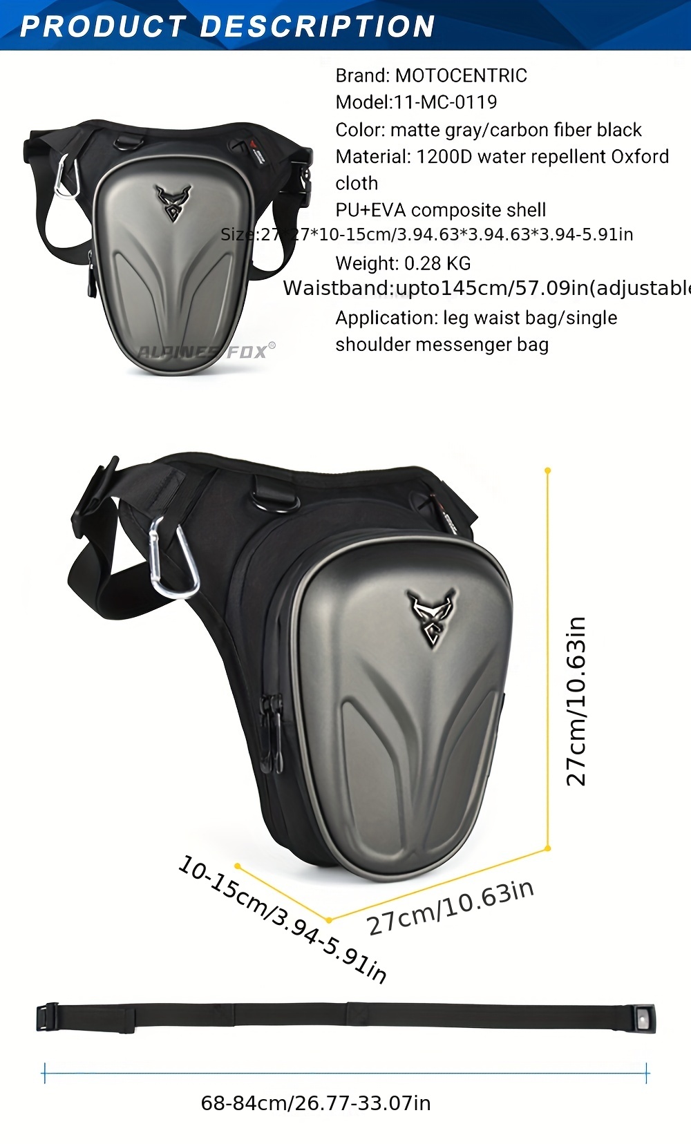 Carbon Fiber Motorcycle Drop Leg Side Bag Black Motorcycle Bag Hard