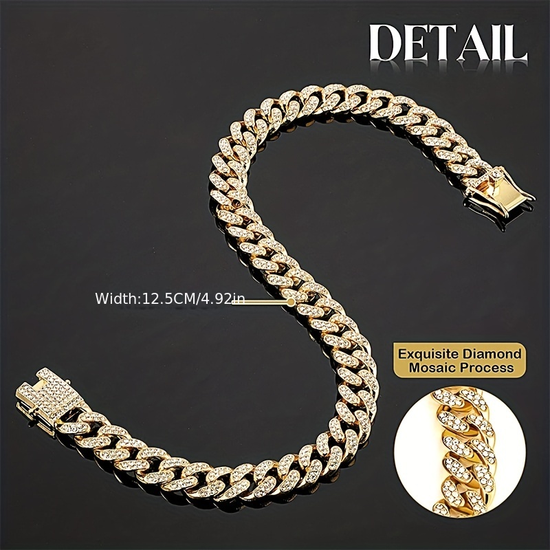 Cuban Collar Dog Chain With Secure Buckle And Artificial Diamonds
