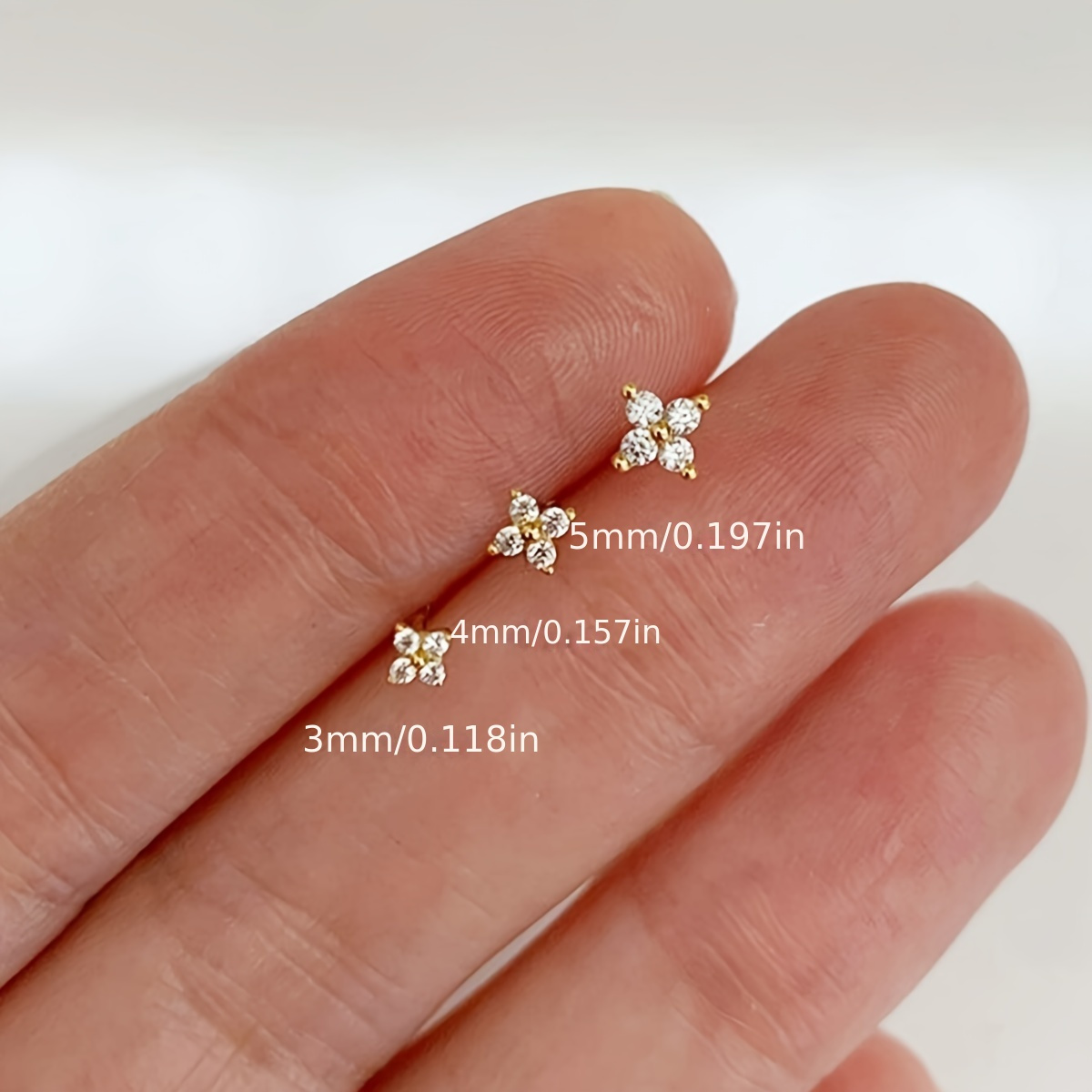 3 Small Retro Four Leaf Clover Earring Set