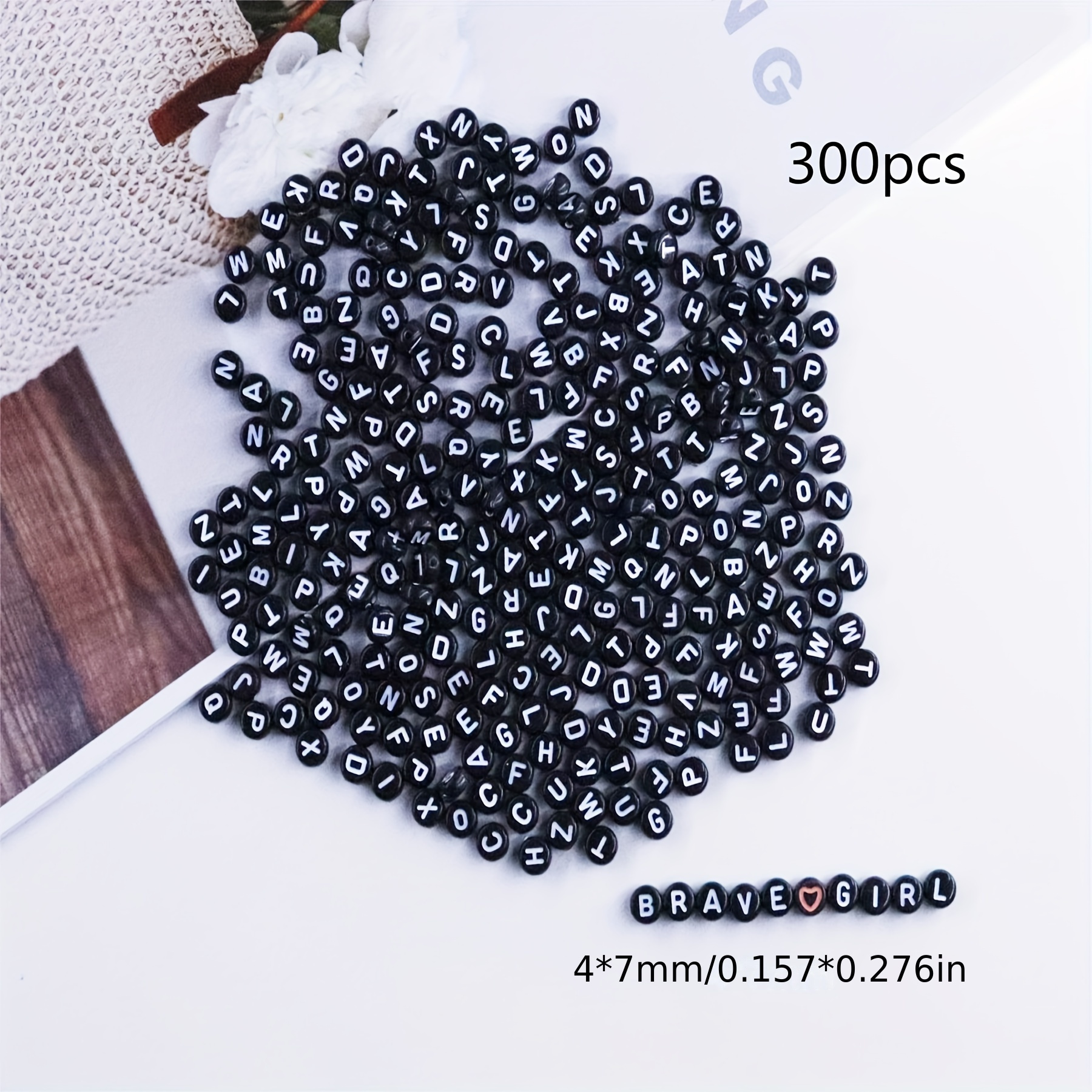 

300pcs Black And White Colorful Letters Beads For Jewelry Diy Making