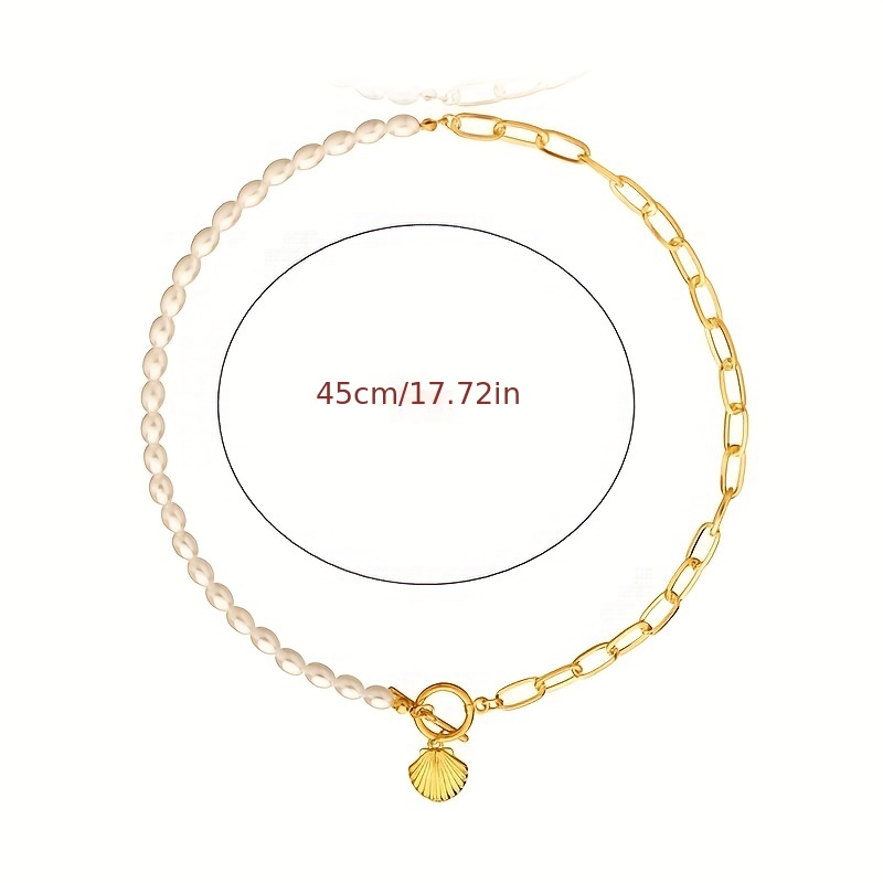 Ocean Style Shell Pendant String Pearl Chain Necklace
