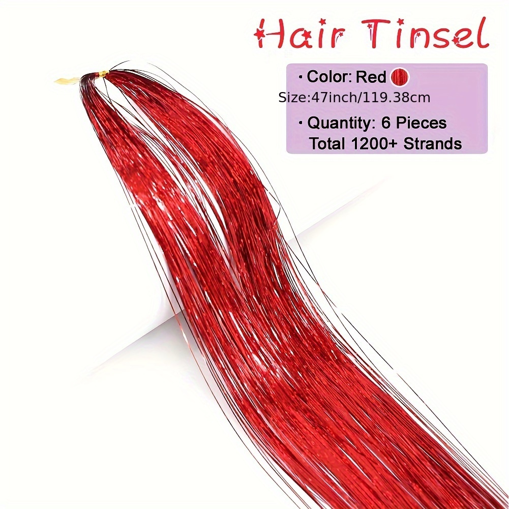 Cheveux Tinsel Extensions de Tinsel Cheveux Mèches Brillants Coiffures  Accessoires Résistant à La Chaleur pour Filles Femmes, Fêtes Festivals de