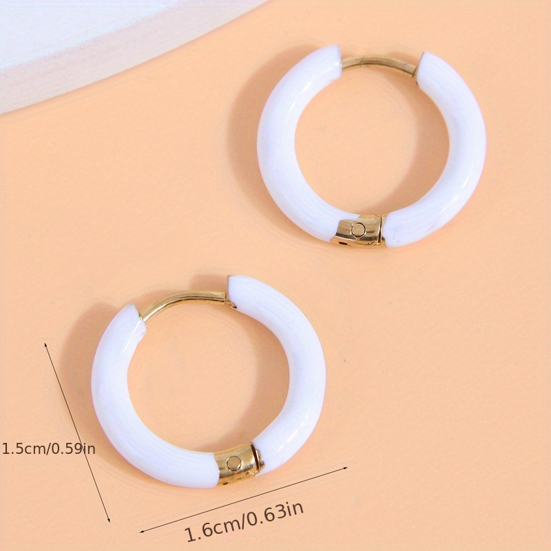 V Shape White Enamel Hoop Earrings Simple Japanese Korean Style Alloy  Jewelry Delicate Female Gift Daily Casual - Jewelry & Accessories - Temu