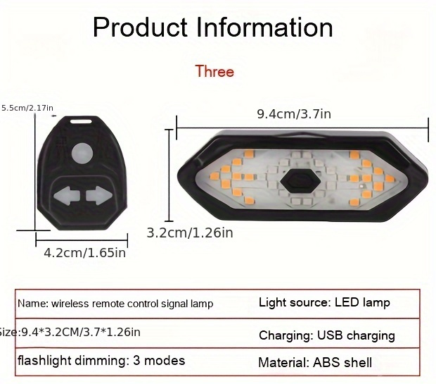 1 件自行车转向信号自行车尾灯、LED 自行车灯 USB 充电自行车、自行车骑行配件 详情 1