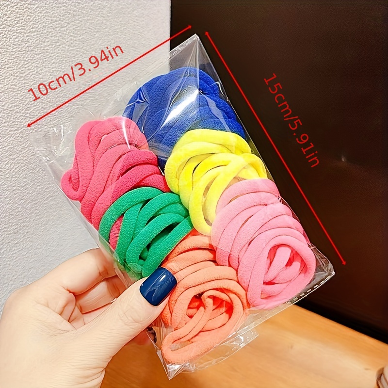 50pcs Solid Color Cotton Hair Tie, Scrunchie, Hair Band Elastic Rubber Band Towel Hair Rope Ponytail Holder Hair Accessories,Pony Tail Holders,Temu