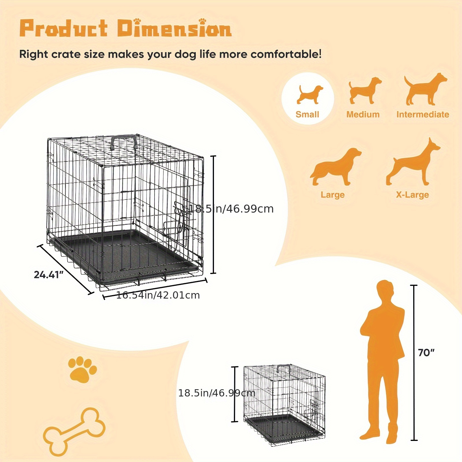 

Pet Playpen Yard Large Dog Crate, 48" L X 24" H, Dog Cage, Dog Kennel, Big Dog Crate For Small Medium Large Dogs, Playpen, Pet Cage