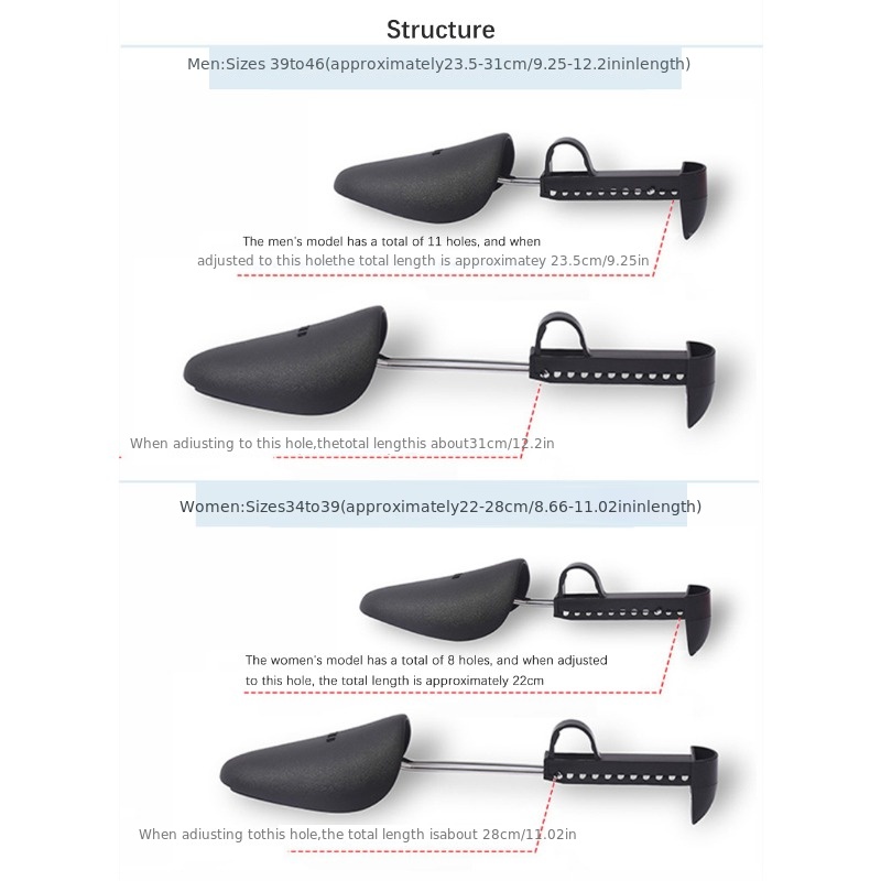 3 ペアの実用的な長さ調節可能なメンズ シューツリー 靴ストレッチャー