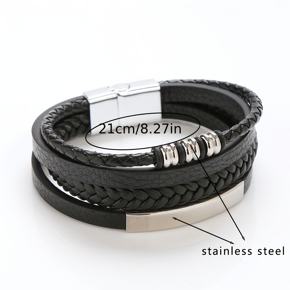 PU Leather Braided Layered Bracelet for Men