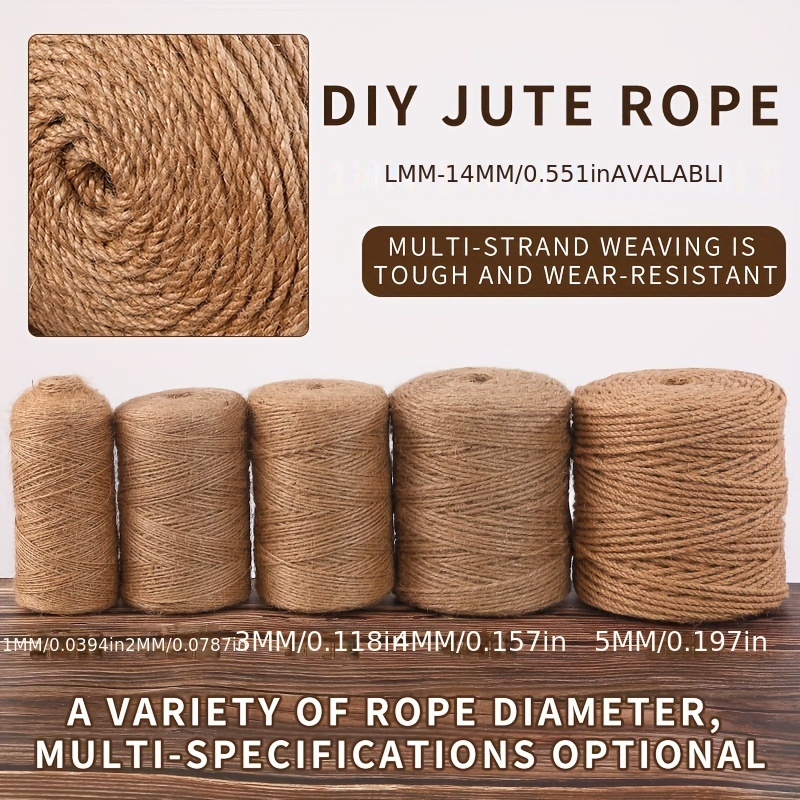 Nautical Rope for Crafts 100 Feet 5mm, Thick Hemp Jute Twine, Brown