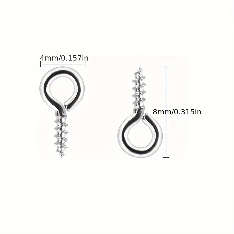 500PCS Small Screw Eye Pins, 4x8mm Small Eye Hooks For Jewelry Making,  Eyelets Screw Threaded Clasps Hooks For Doing Art DIY, Mini Metal Hoop  Peg/Brac