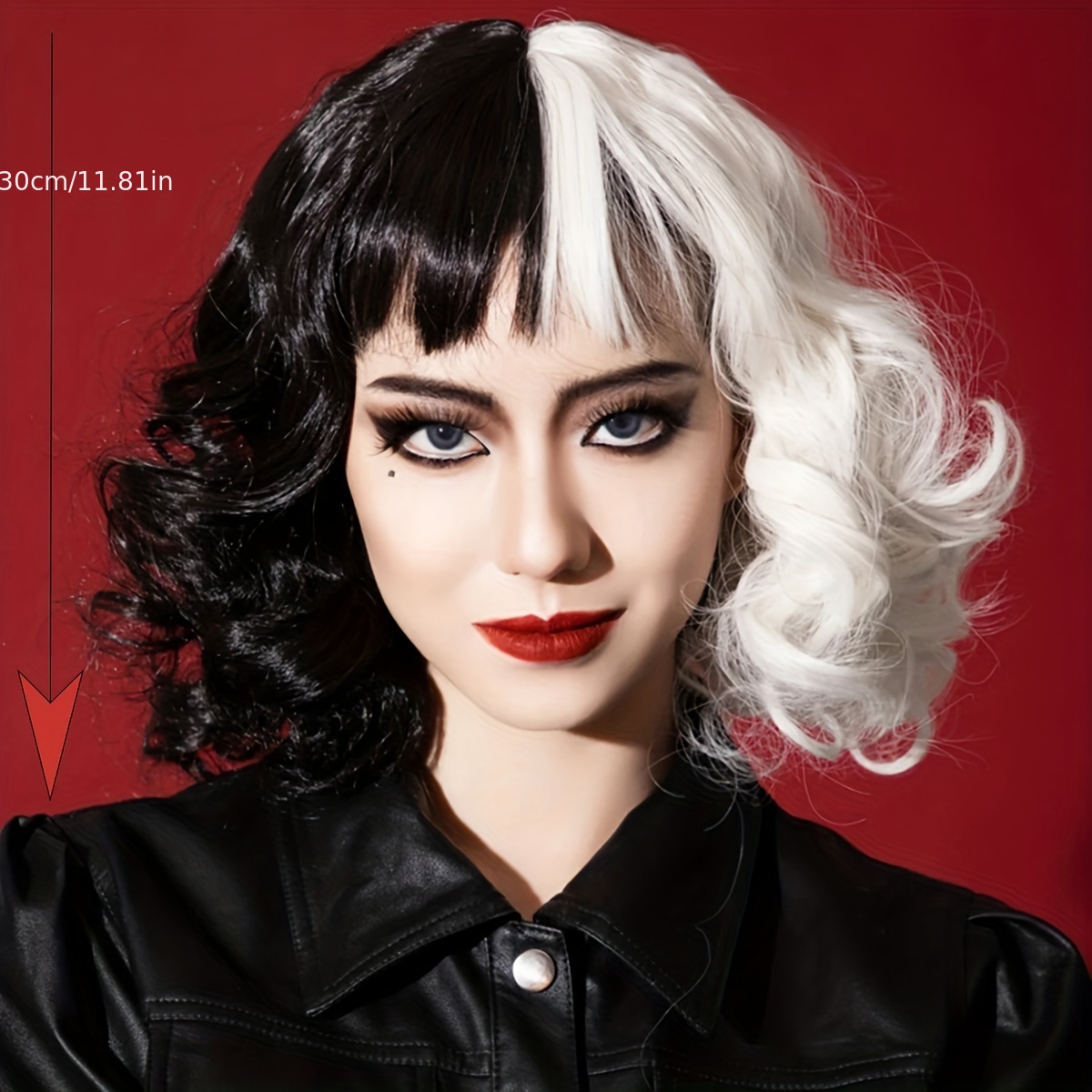 Costume Wigs Half Black Half White Short Curly Bob Wig Temu