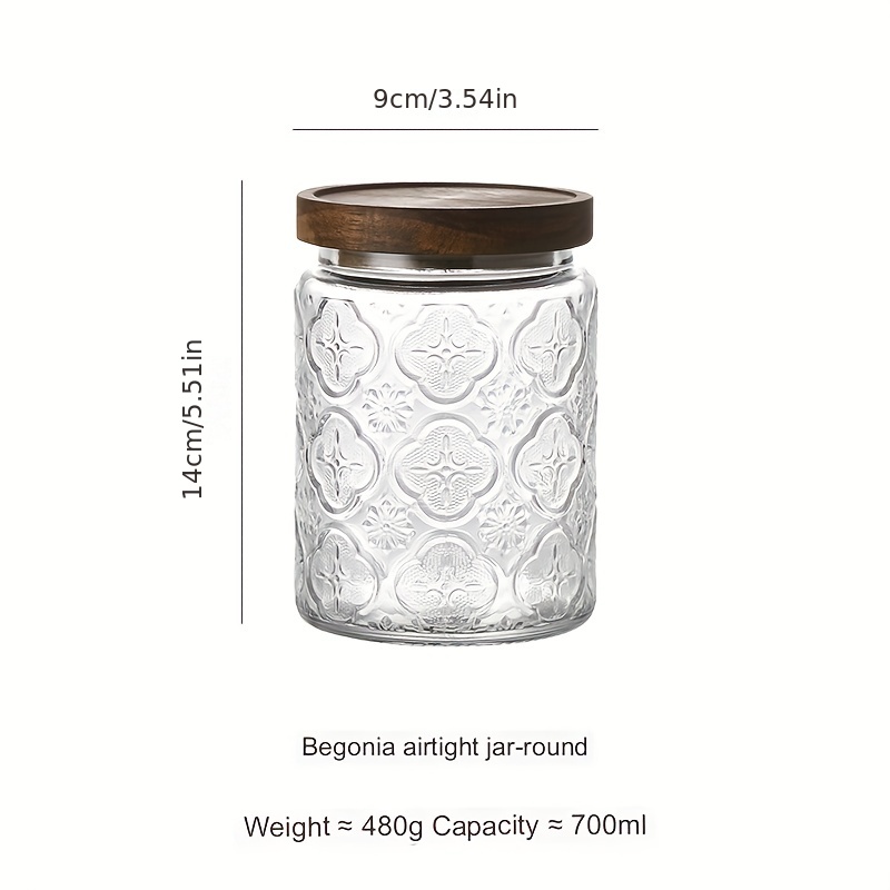 Bote de cristal para almacenar con tapa madera ø10cm - MIV Interiores