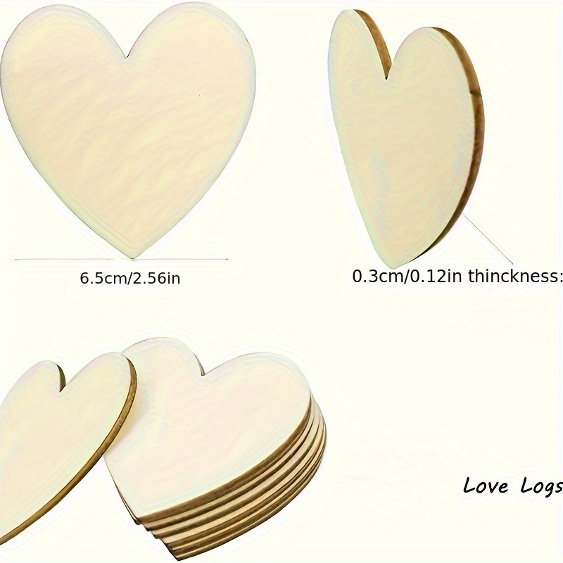 120pcs Wood Heart Slices, 2in Wooden Blank Heart DIY Crafts Slices For  Valentine's Day, Birthday, Party, Wedding, Home Decoration