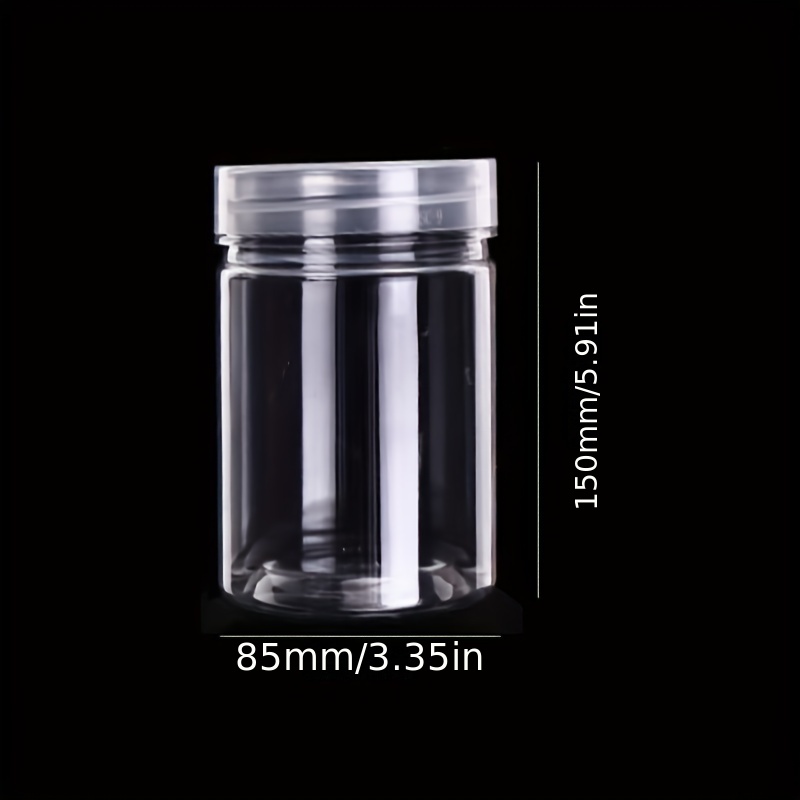 1pc Clear Plastic Jars, Big Round PET Plastic Containers With Black Screw  On Lids Reusable Empty Storage Jars With Lid Clear Containers Easy Clean For