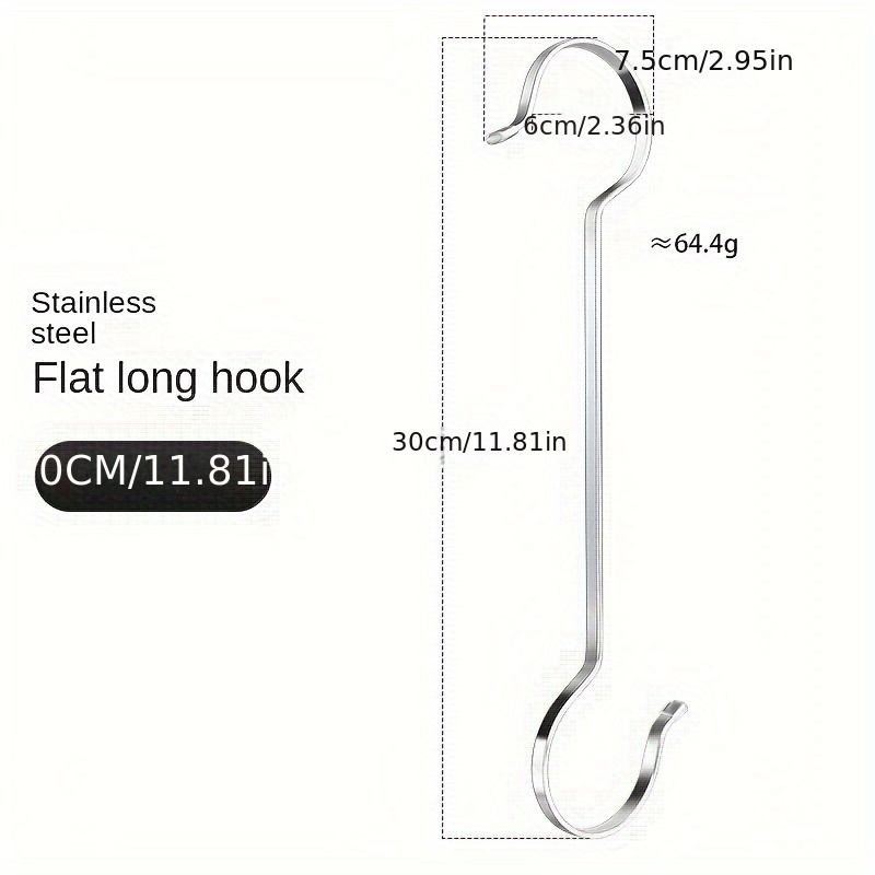 Stainless Steel Thickened Flat Bar S Hook Kitchen Hook Cool - Temu