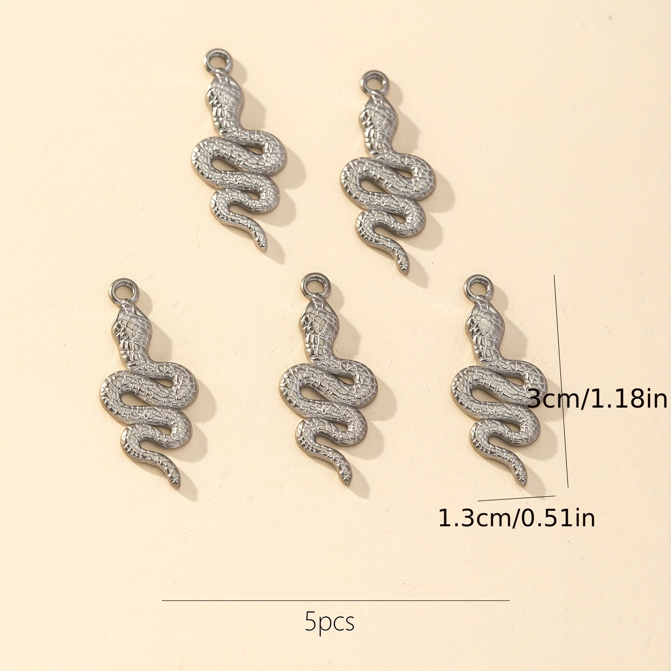 1Box 10pcs Snake Pattern Charms, 304 Stainless Steel Charms Pendants, 2mm Small Hole Pendants for Necklace Bracelet Jewelry, Jewels Making,Temu