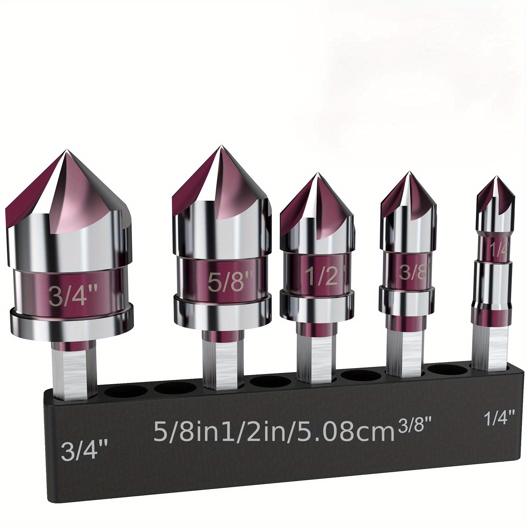 

5pcs M35 Countersink Set 82° , 1/4" Hex Shank - For Metal, Wood & Plastic - Includes 1/4", 3/8", 1/2", 5/8