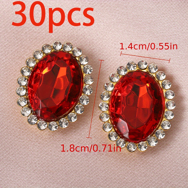 TEMU 30pcs Of 1.4x1.9 Cm Golden Bottom Crystal Oval Drills, Colorful Crystal Rhinestones, Bracelet Necklace Jewelry Additions