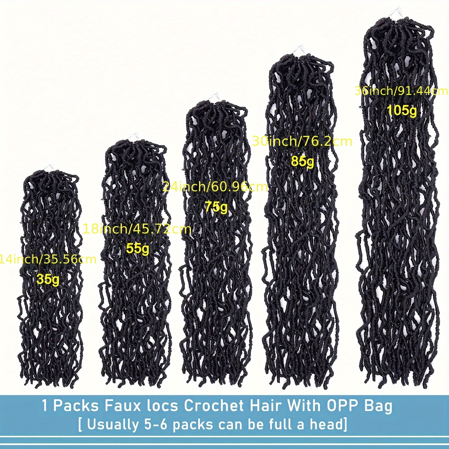 1 peça de Cabelo Crochê Falso de 76.2 cm - Extensões de Locs de Deusa Pré-Lacadas para Ondas Macias e Encaracoladas, Textura Natural para Trançados, Cabelo Crochê Cacheado para Todas as Etnicidades 5
