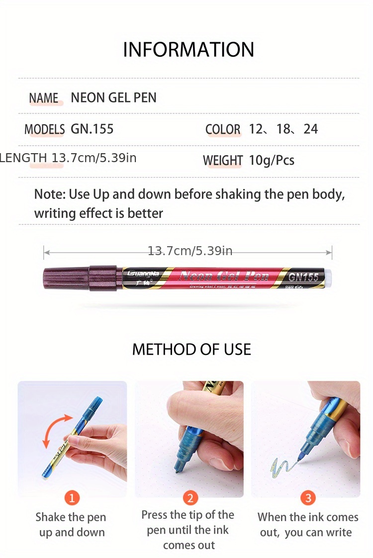 12 Bolígrafos Gel Fluorescente » Libreria Moderna