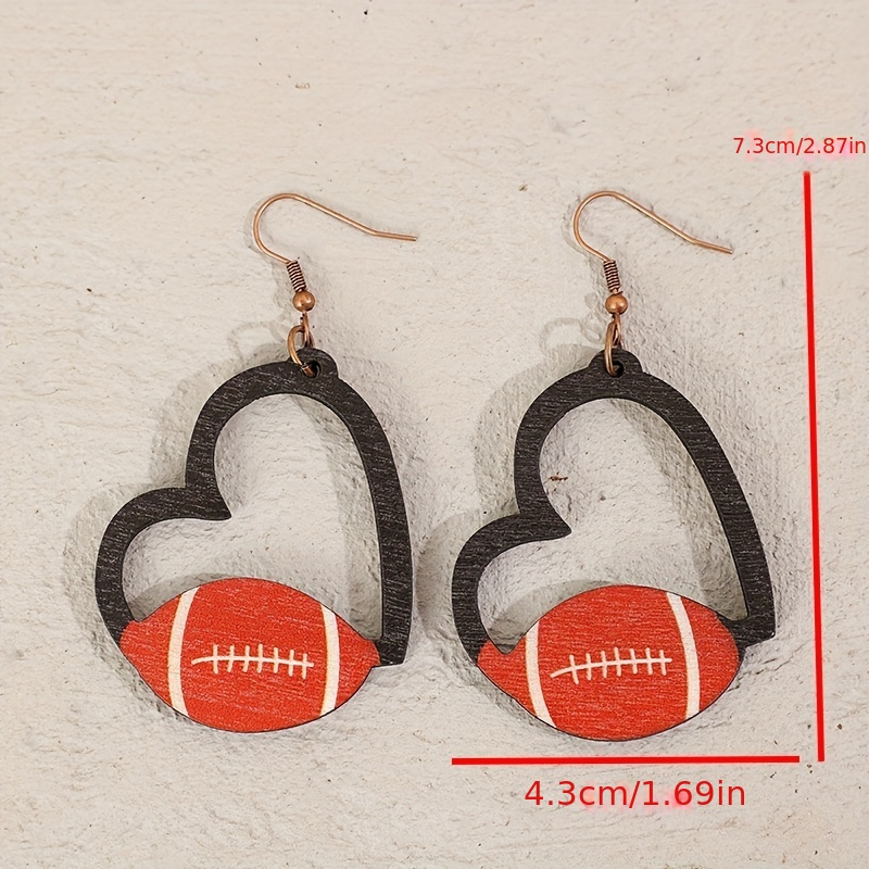 Mom Basketball / Soccer / Volleyball Design Dangle Earrings Simple Sporty Style Wooden Jewelry, Jewels Creative Sports Game Day Earrings, 0.99