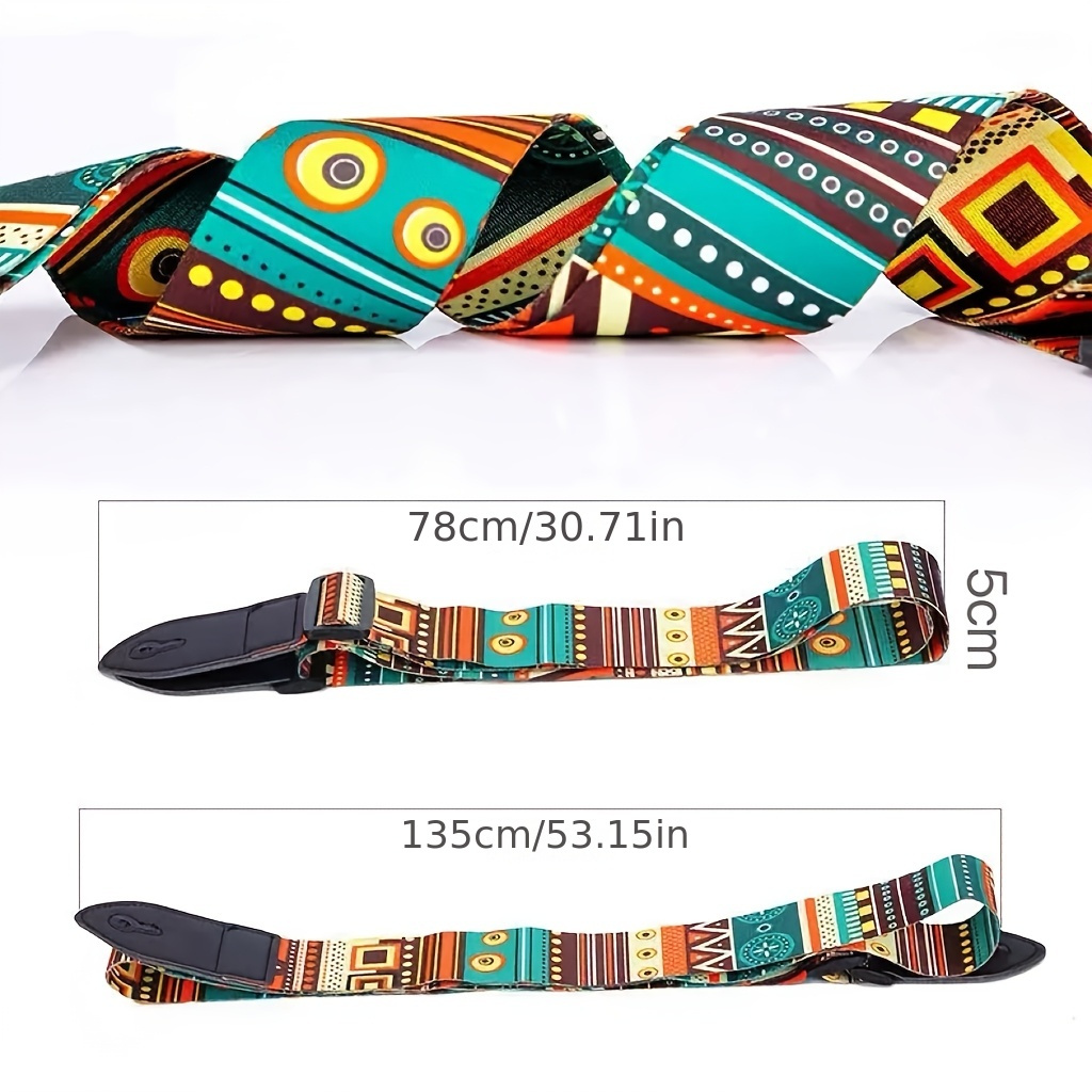 Durable Faux Leather Guitar Strap - Edgy Skull & Flame Design, Checkered Pattern, Police-Themed, Geometric & Tribal Print - Universal Fit for Acoustic/Electric/Bass Guitars - Pink, Yellow, Black