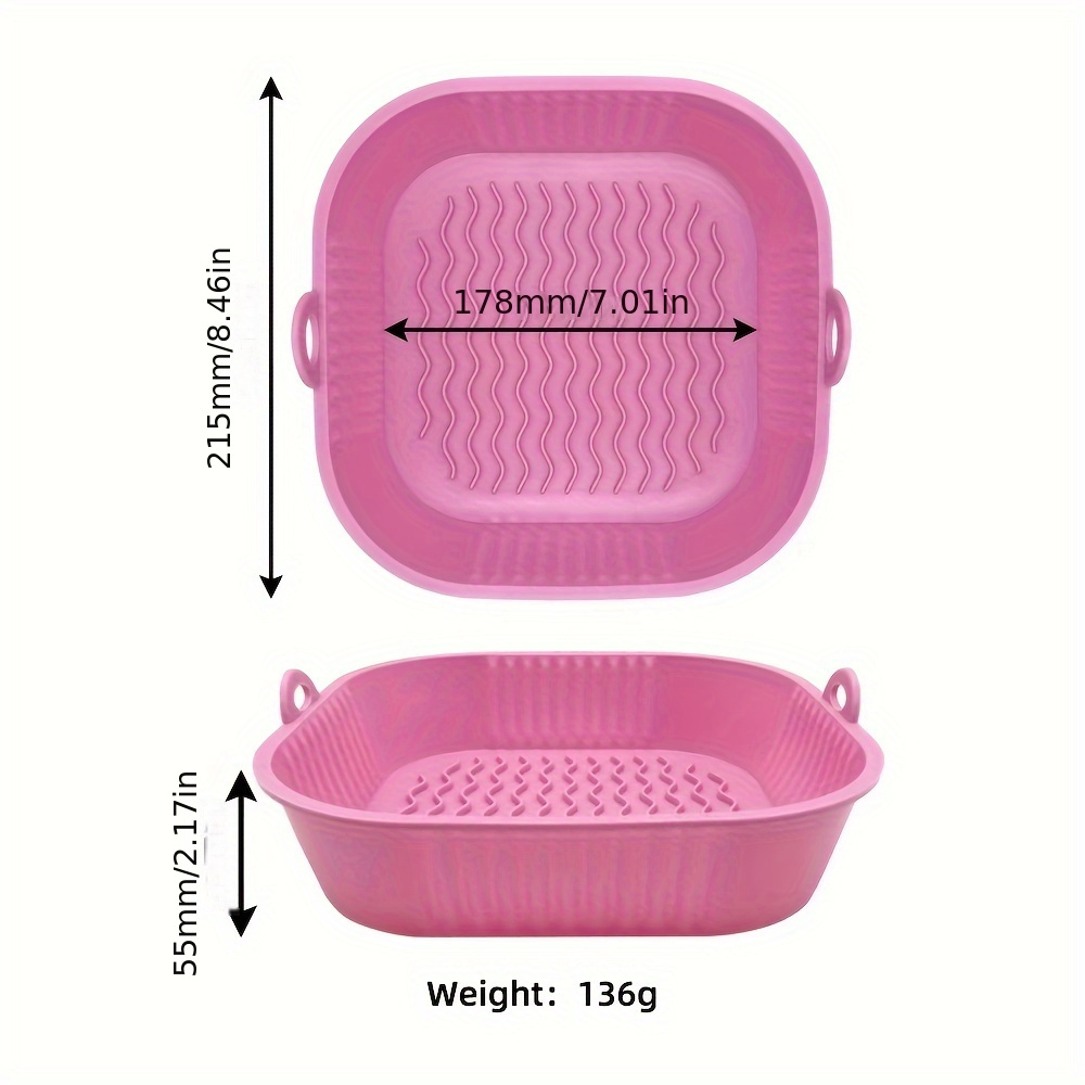 Air Fryer Silicone Liners, Silicone Liners for Air Fryer Basket, 9 Inch  Reusable Square Liners for 6-8 QT Air Fryer
